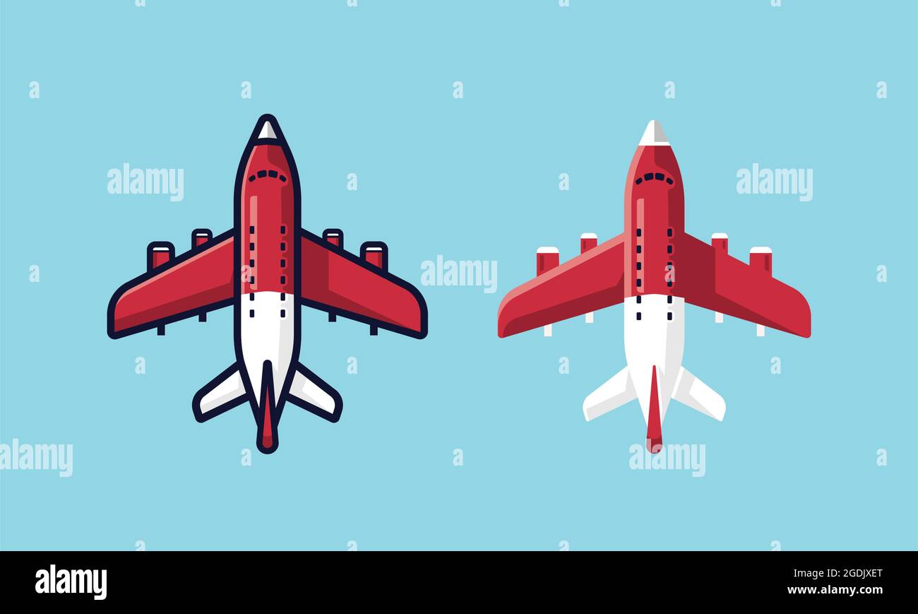plane vector with border line and without border line, plane flat design style Stock Vector