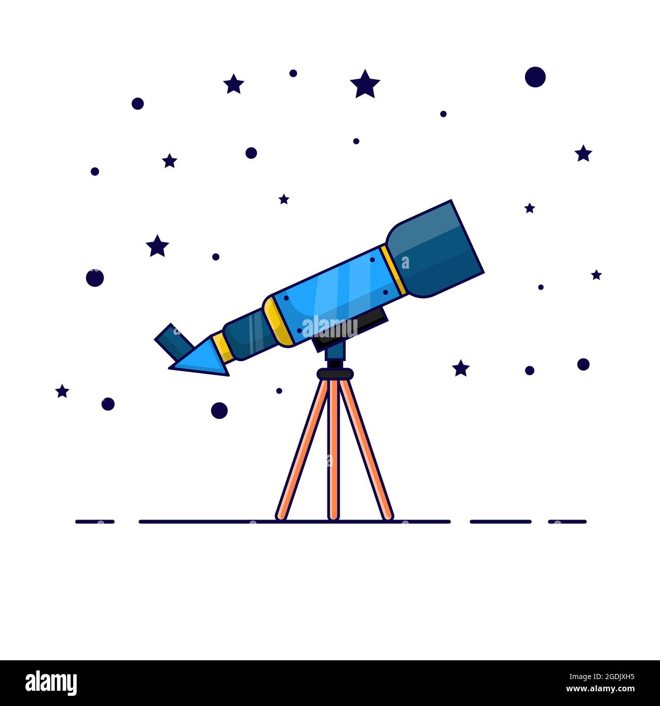 Telescope illustration with stars ornament, Telescope isolated design