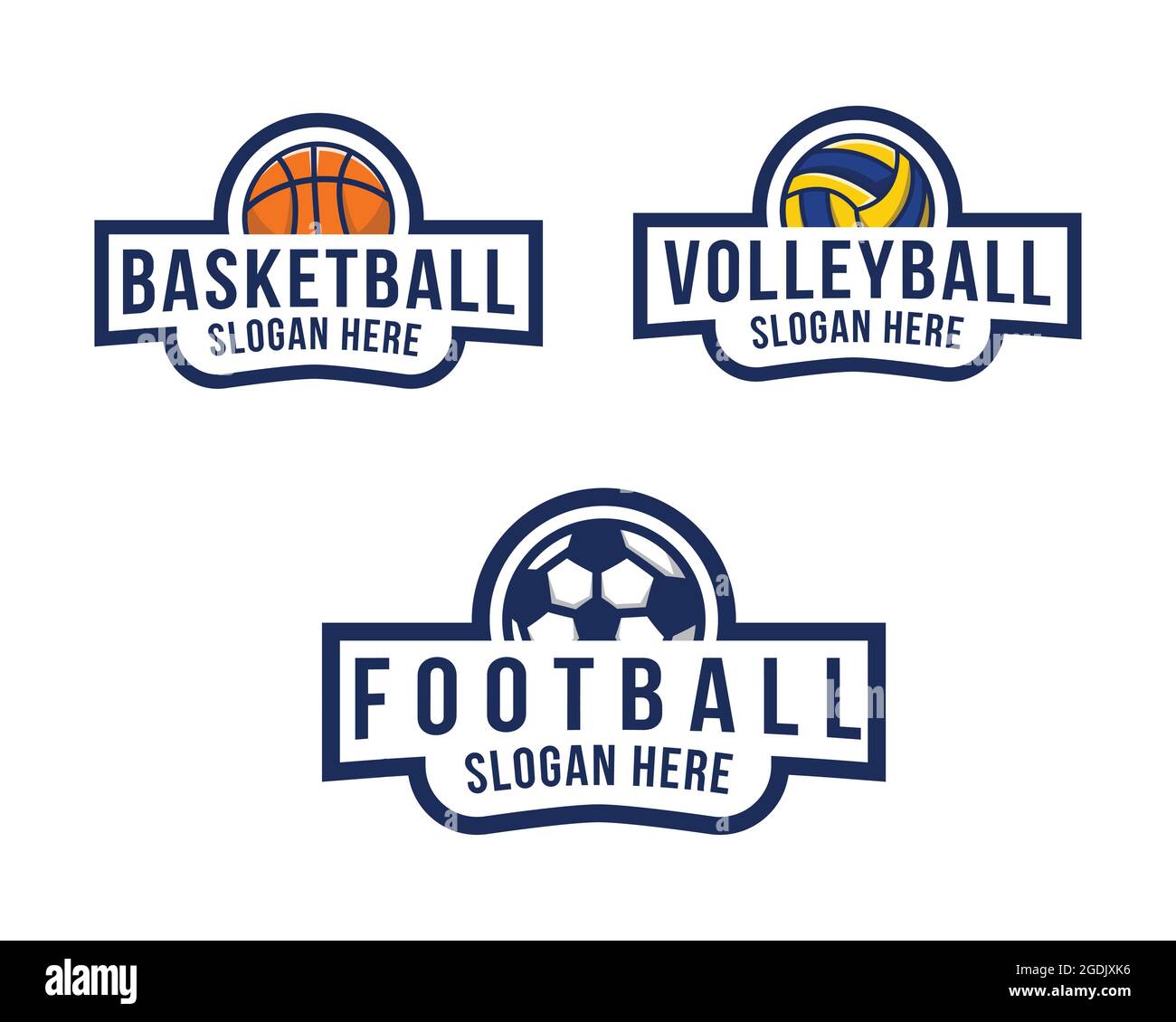 set of sports logo, football logo, volleyball logo, and basketball logo