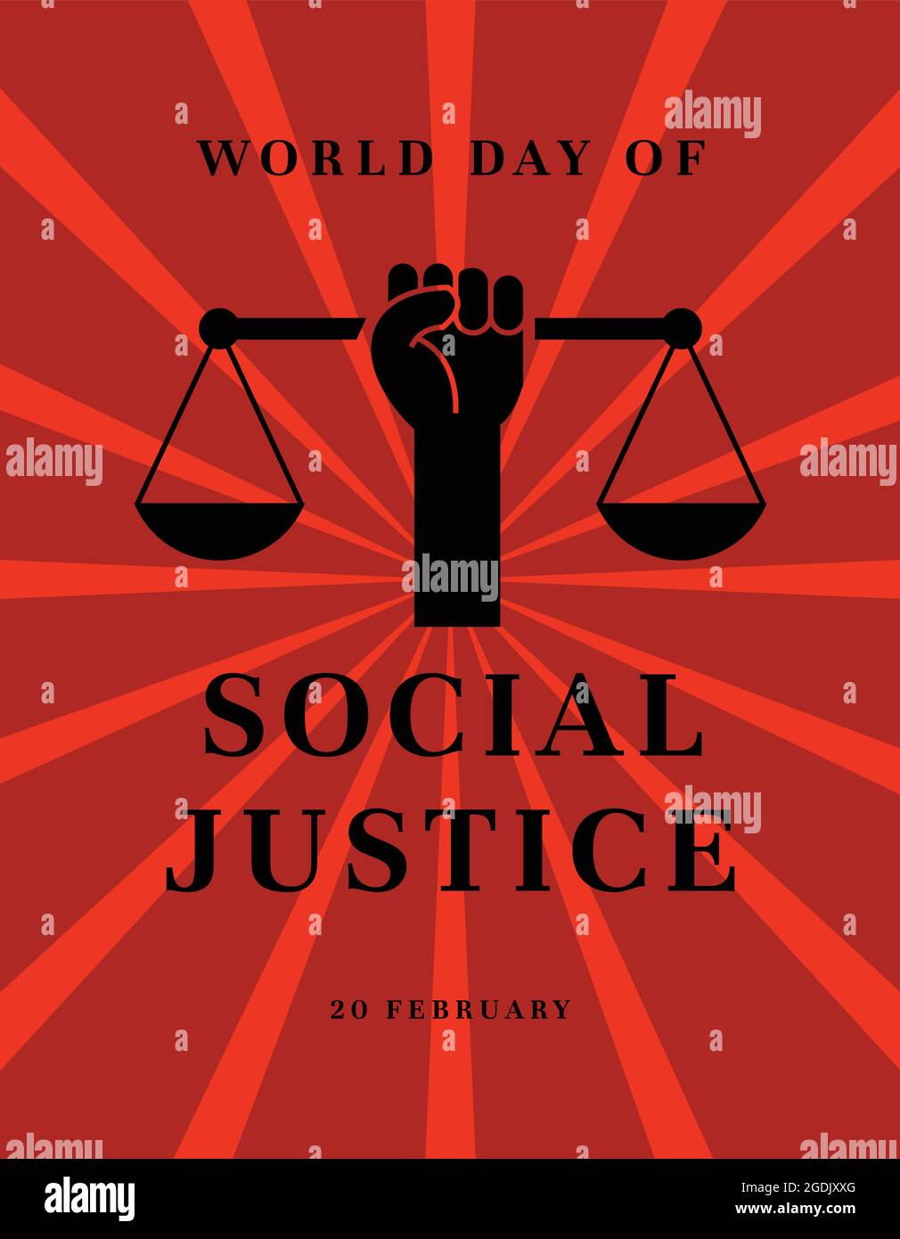 world day of social justice banner vector illustration with handhold up ...
