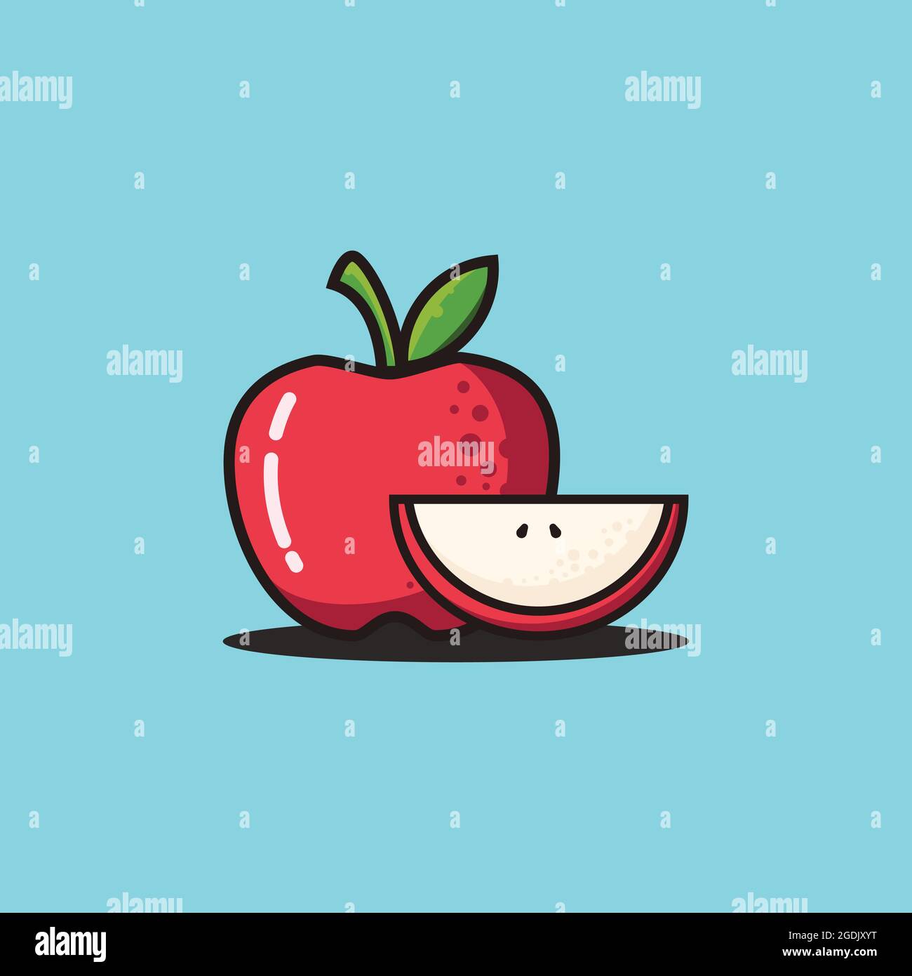 apple vector illustration, apple and slice apple icon, apple vector Stock Vector