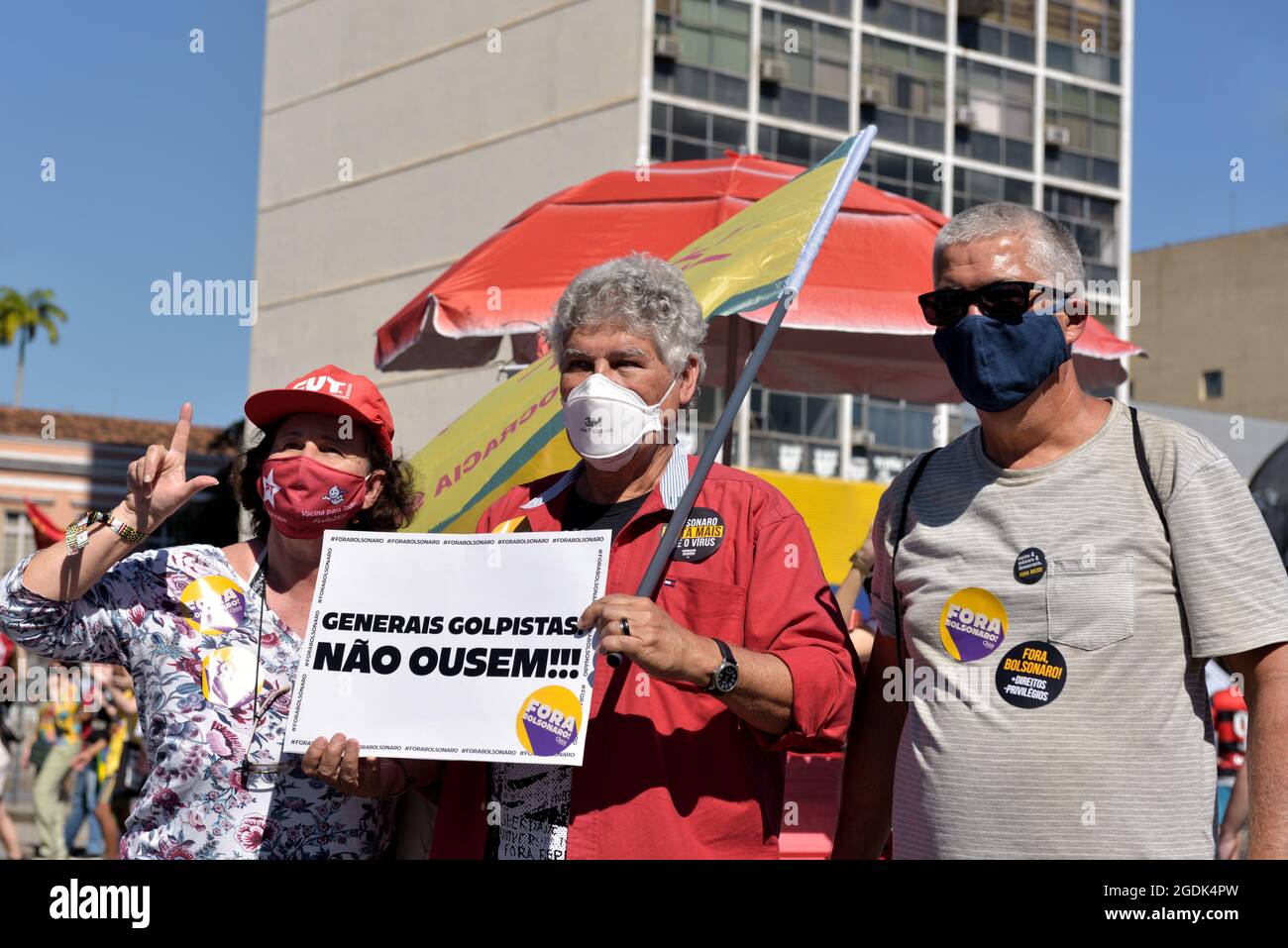 Brazil – July 24, 2021: Councilman Chico Alencar (PSOL) takes part in the protest against Brazil's President Jair Bolsonaro held in Rio de Janeiro. Stock Photo