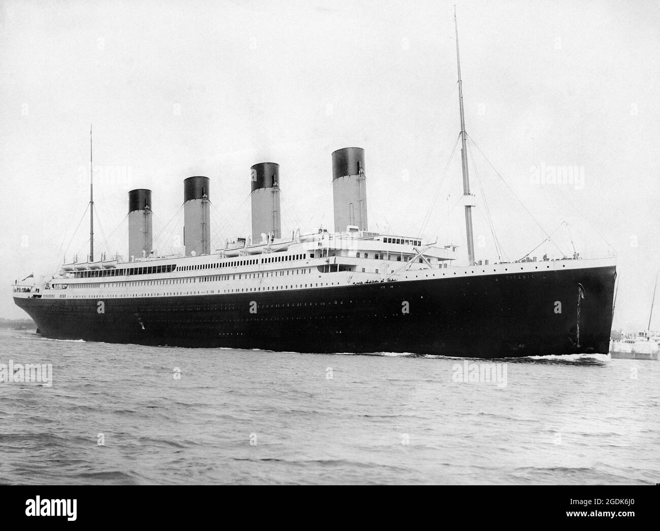 The Titanic at Southampton in April 1912, prior to its ill fated maiden voyage Stock Photo