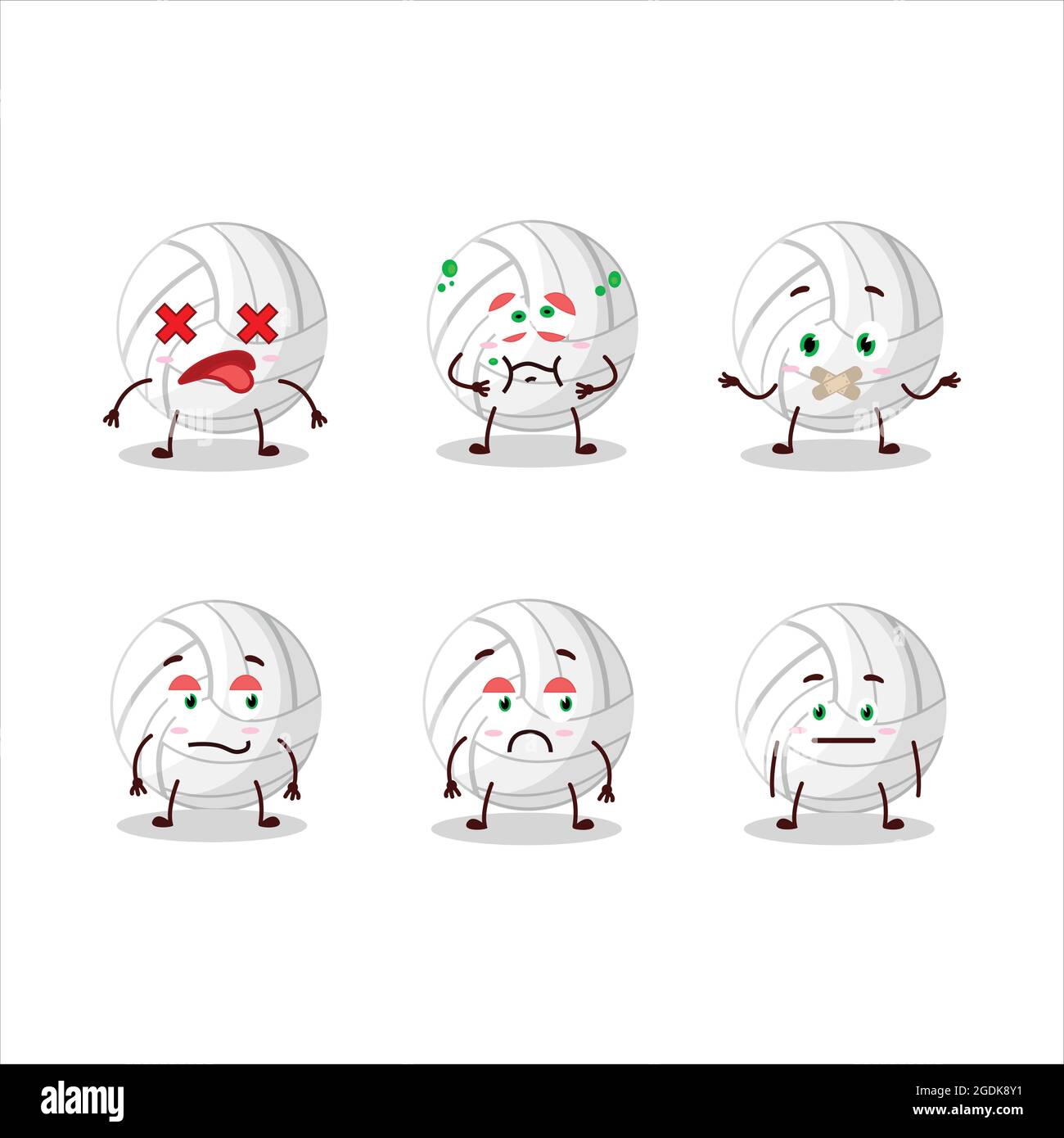 White volleyball cartoon in character with nope expression. Vector