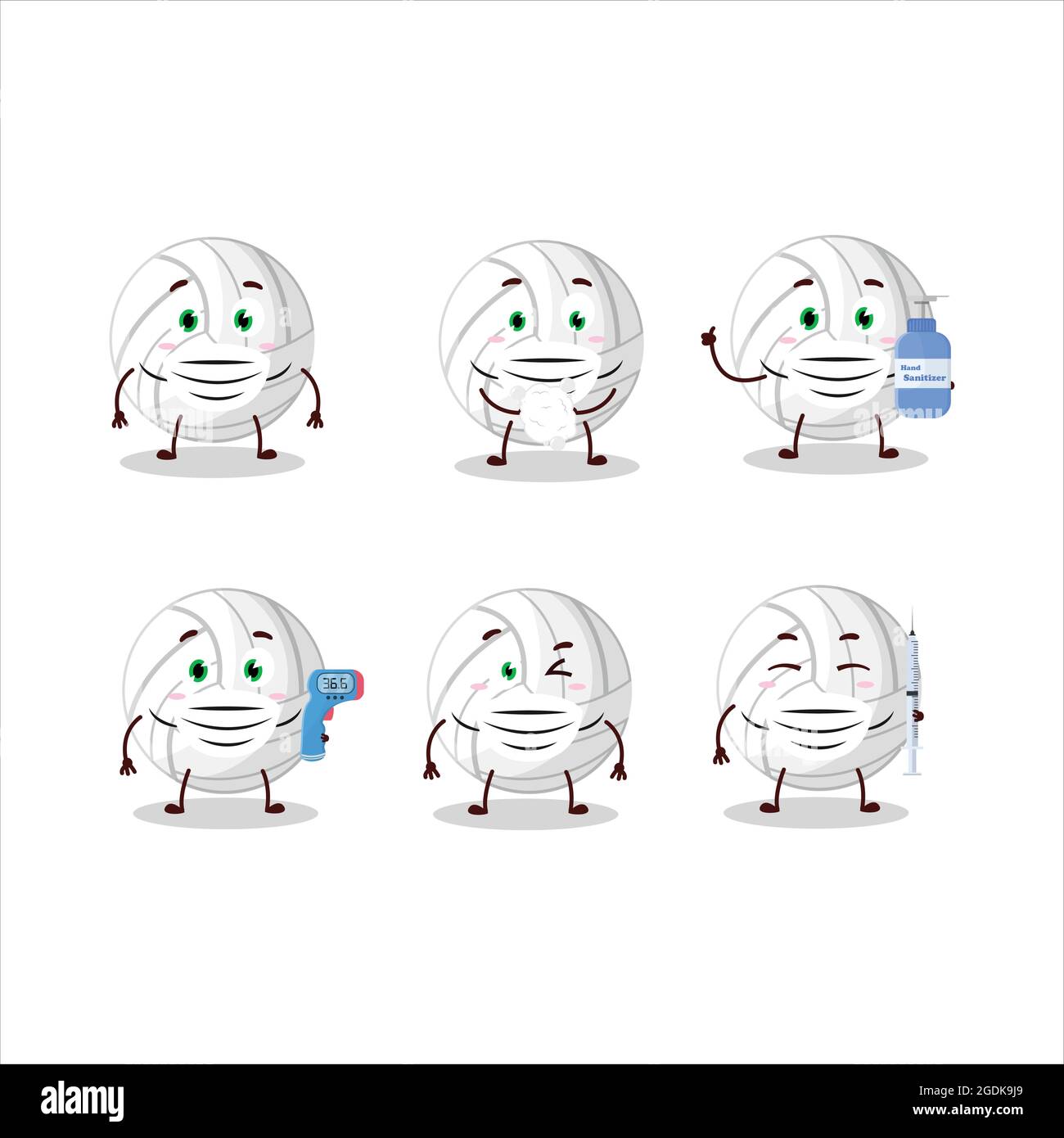 A picture of white volleyball cartoon design style keep staying healthy