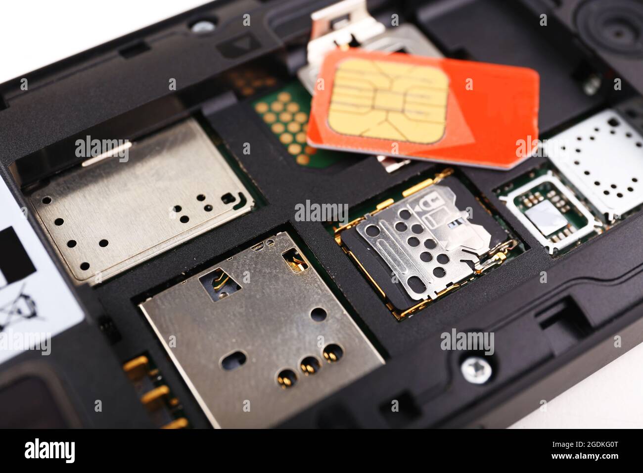 cell phone and two sim cards, close up Stock Photo Alamy