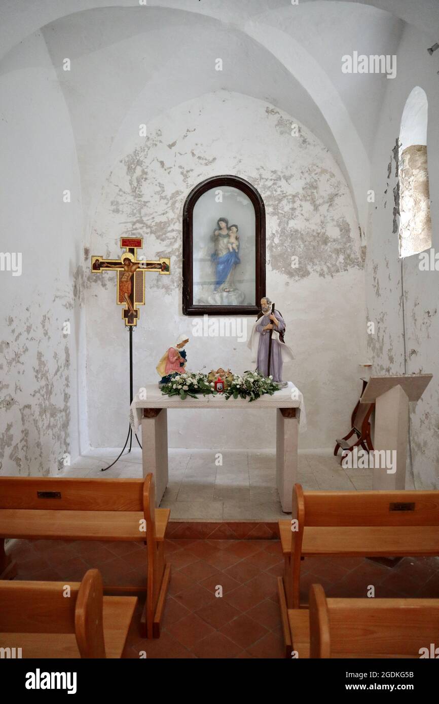 Isole Tremiti - Cappelletta della Madonna delle Grazie nel Torrione del Cavaliere del Castello dei Badiali Stock Photo