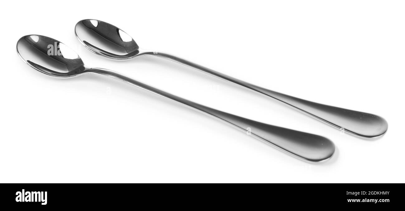 Metal coffee spoons isolated on white Stock Photo Alamy