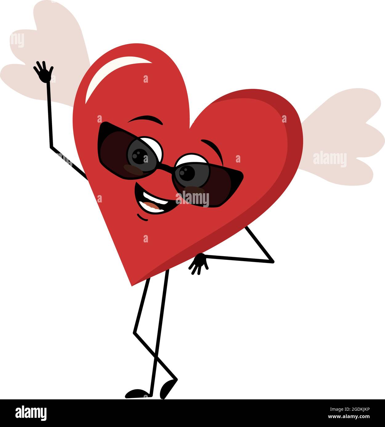 Red happy heart character. Cute face with big eyes and hands and legs.  Vector cartoon illustration for kids. 4478455 Vector Art at Vecteezy