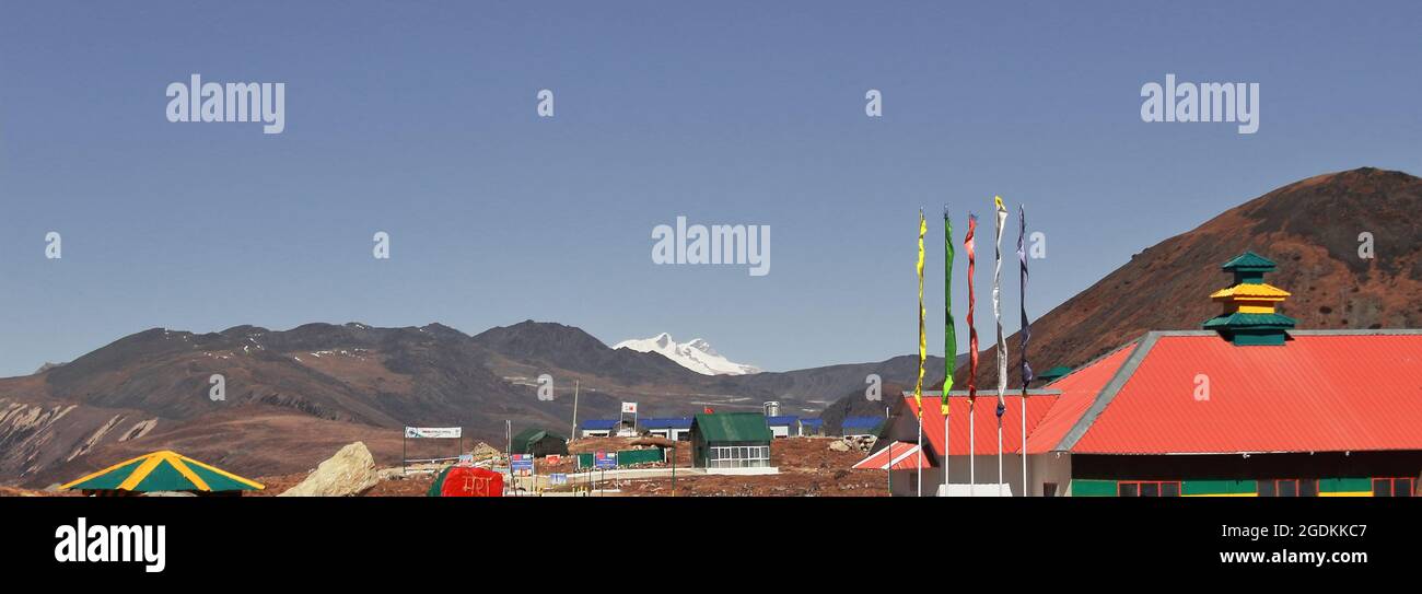 india china international border at bum la pass in tawang district of arunachal pradesh, india Stock Photo