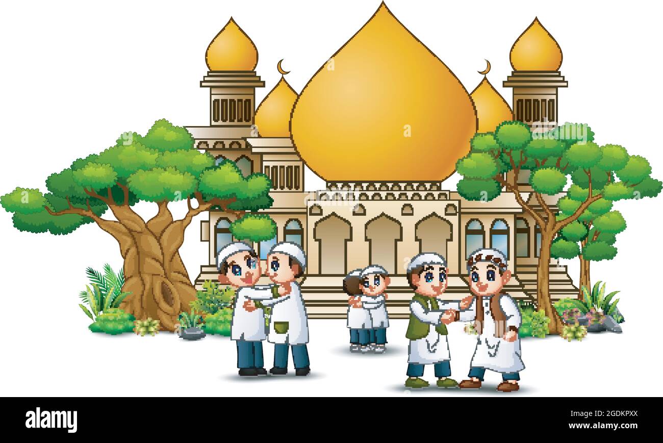 Happy Muslim Kids Cartoon in front of a mosque Stock Vector Image & Art - Alamy Happy Muslim Kids Cartoon in front of a mosque Stock Vector Image & Art - Alamy