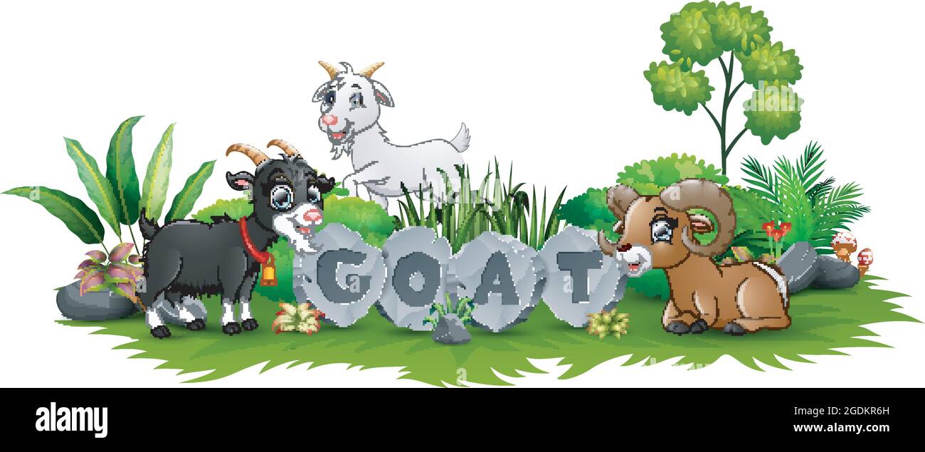 Goat is playing in the garden Stock Vector