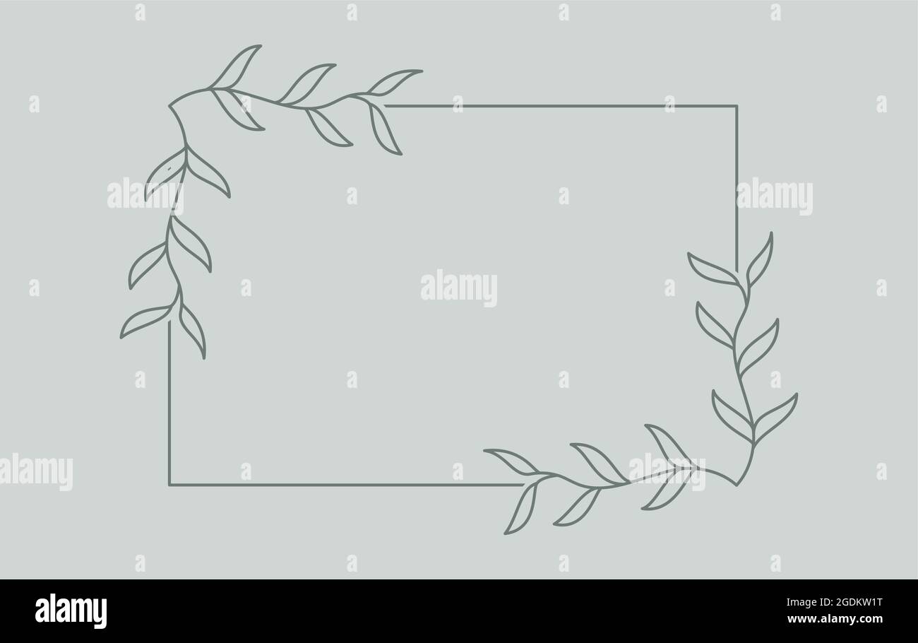 Plant branch in a rectangular frame, with place for text for posters ...