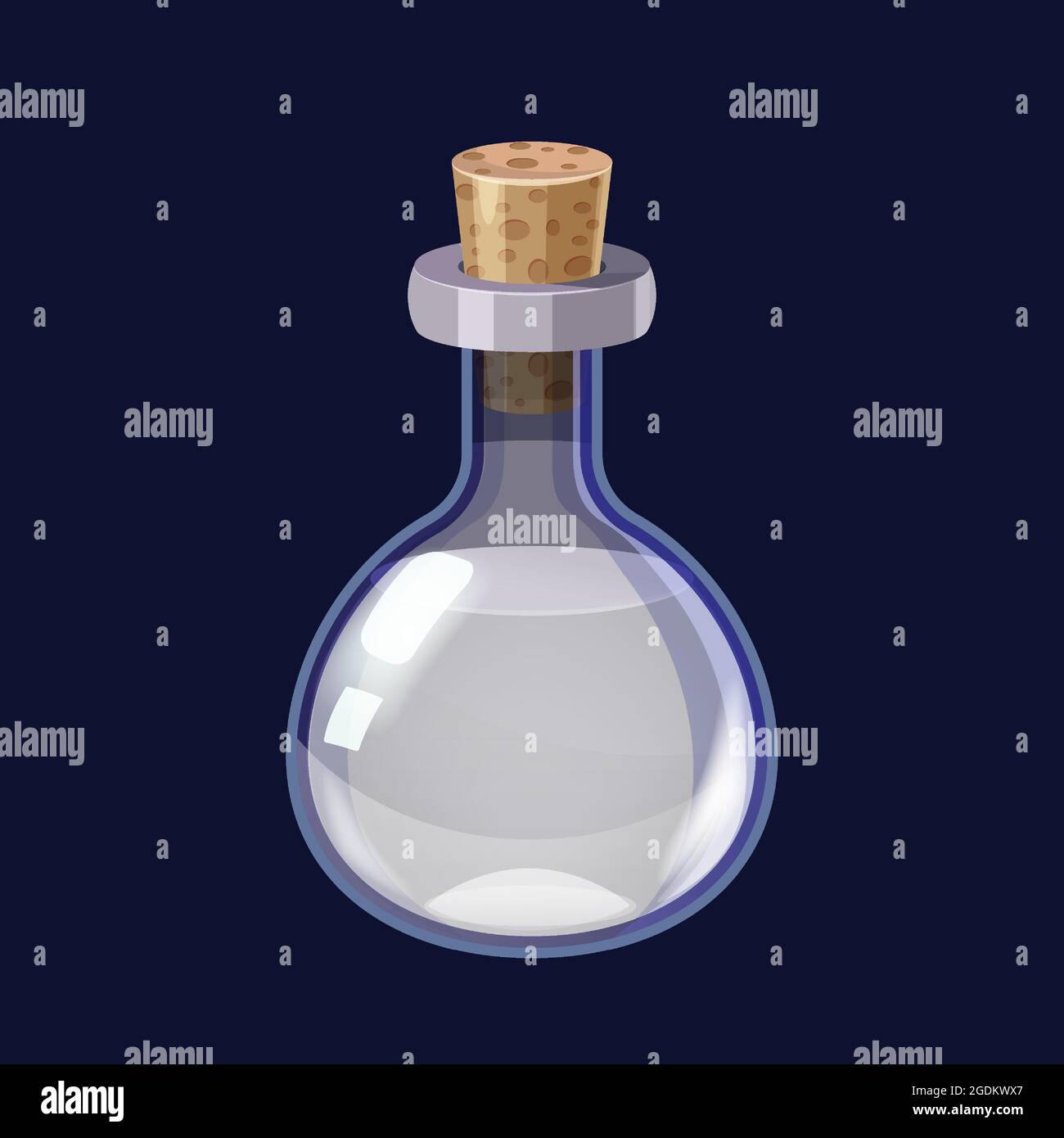 Bottle with liquid white potion magic elixir game icon GUI. Vector illstration for app games user interface Stock Vector
