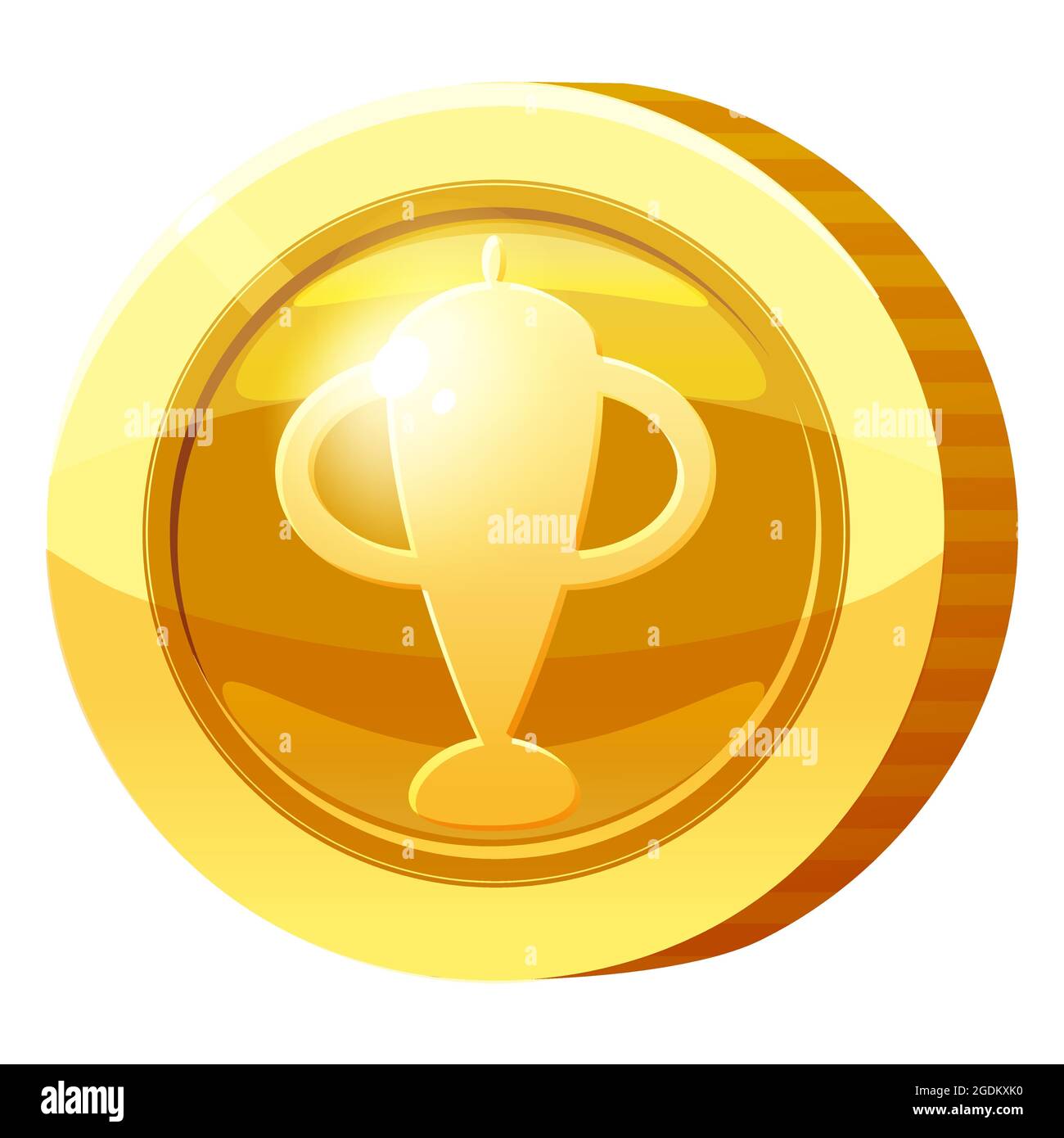 Gold Medal Coin Goblet symbol. Golden token for games, user interface asset element. Vector illustration Stock Vector