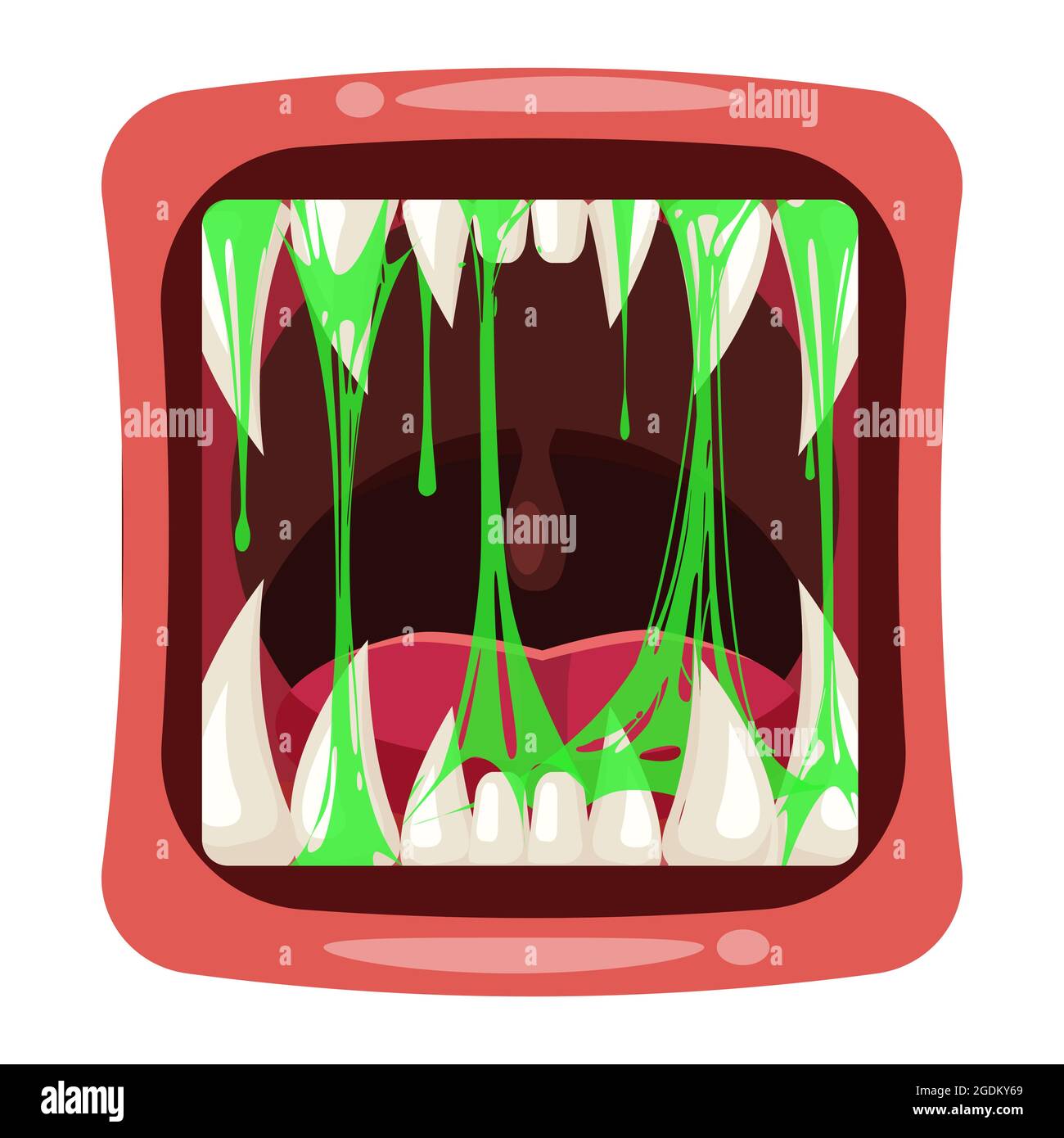 Green slime monster face with a wicked grin | Premium AI