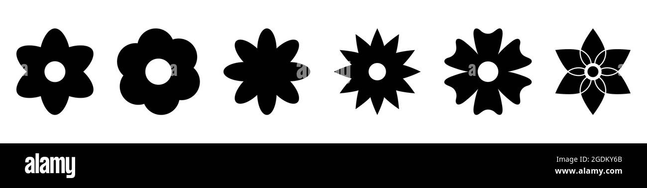 Flowers icon set. Black flower simple icons. Vector illustration ...