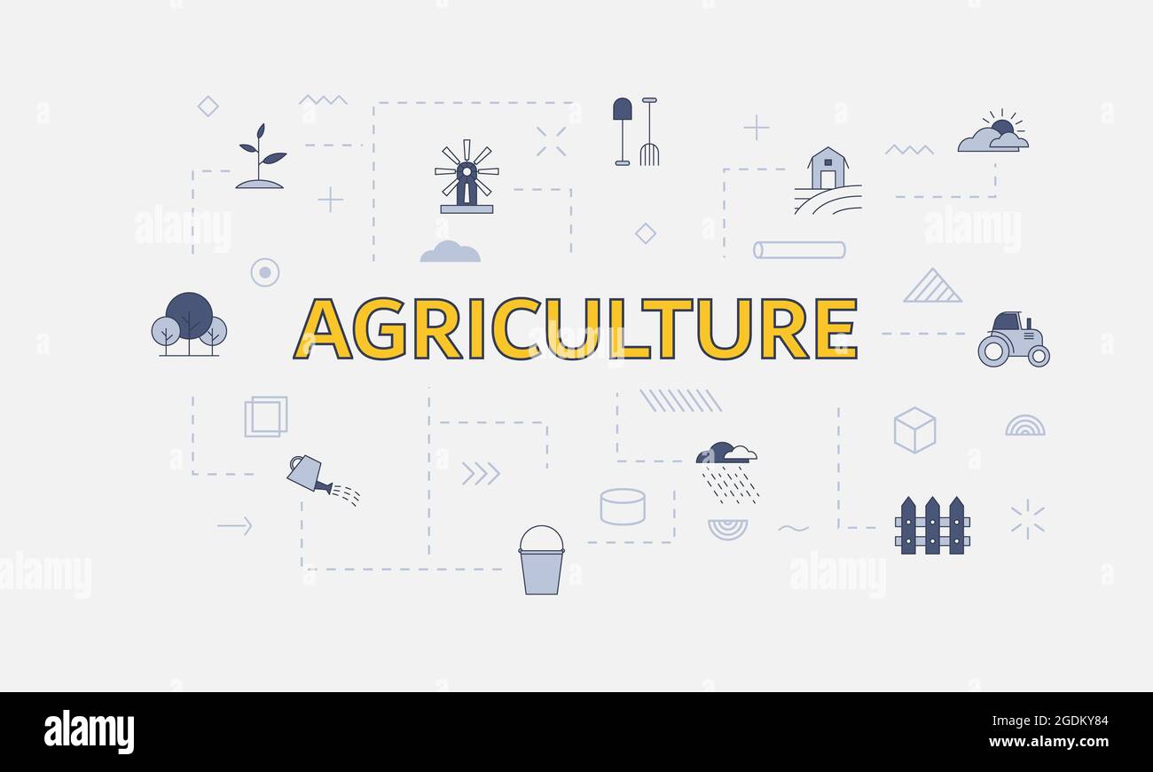 agriculture concept with icon set with big word or text on center ...