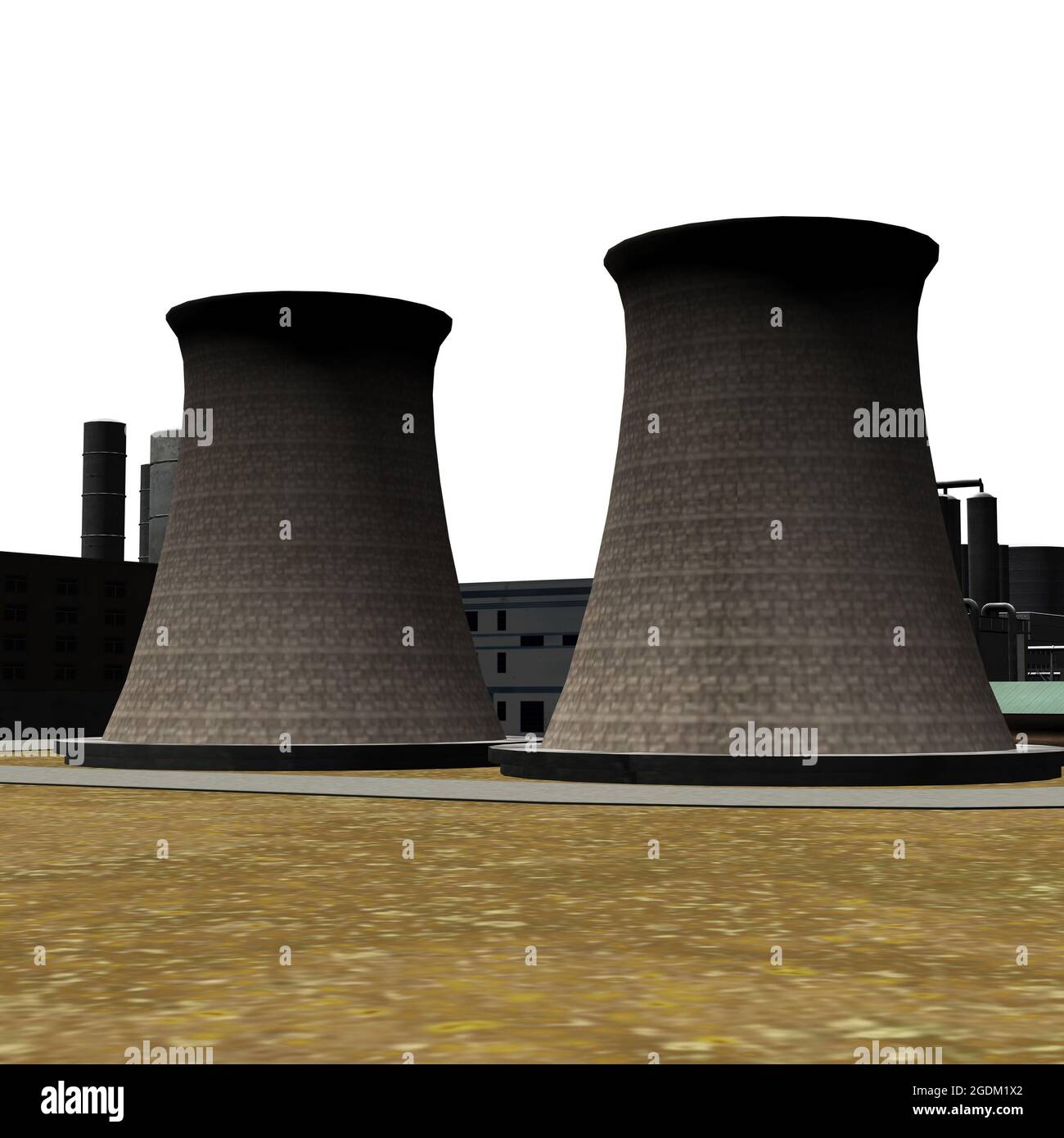 Digitally rendered 3D industrial zone buildings illustration Stock