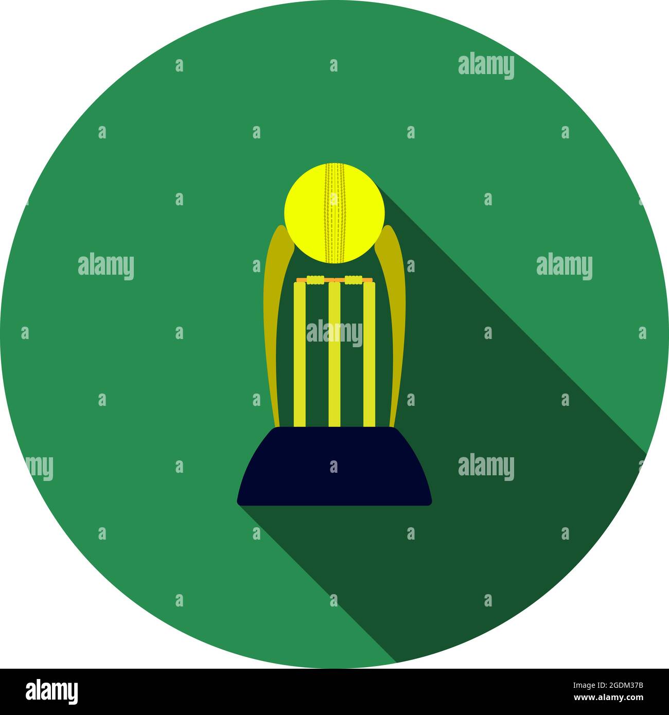 Cricket Cup Icon. Flat Circle Stencil Design With Long Shadow. Vector