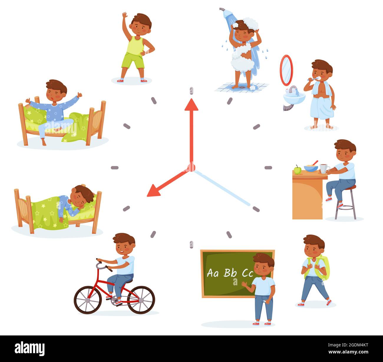 vector flat kids activity in kindergarten set. girl and boy having