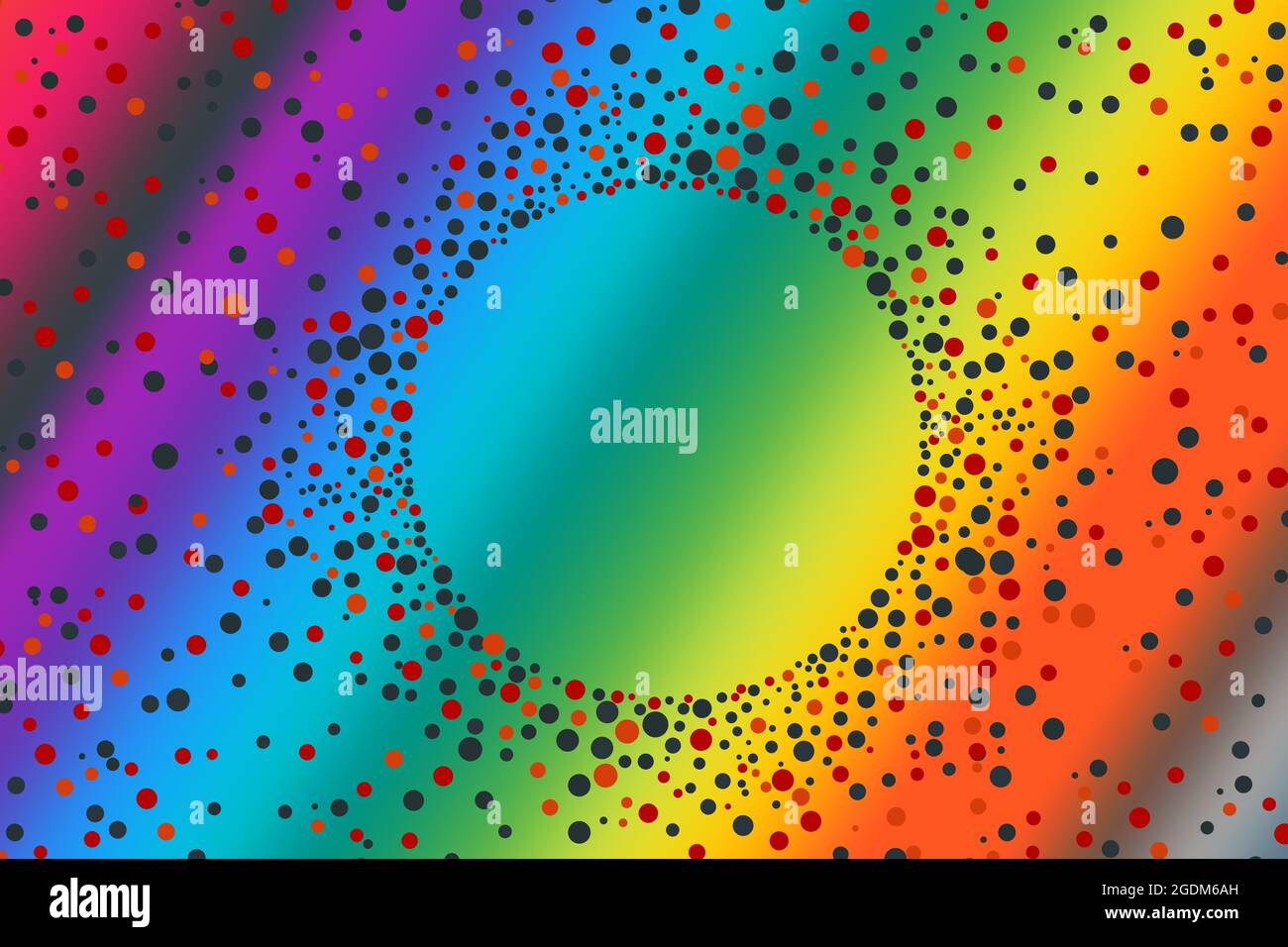 Creative 2D gradient rainbow background with a circular space for text ...