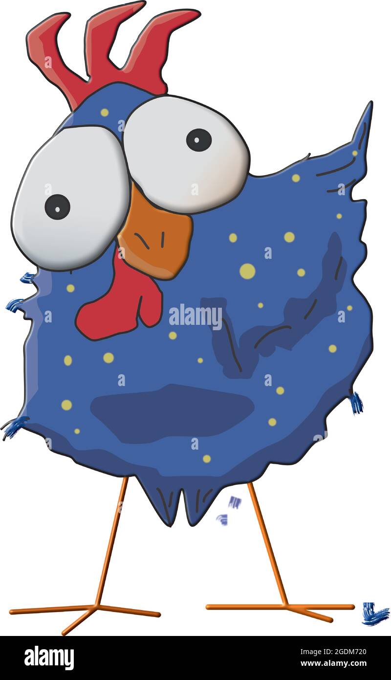 disheveled blue bird with some bad luck Stock Vector