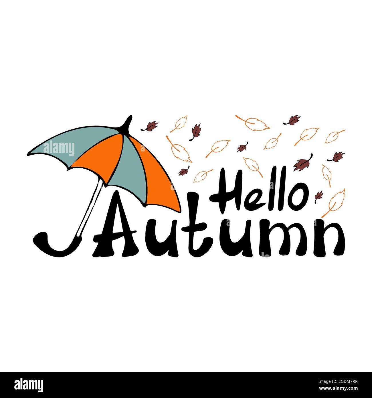 Hello Autumn Lettering Illustration With Colorful Decor Doodle Stock Vector Image Art Alamy