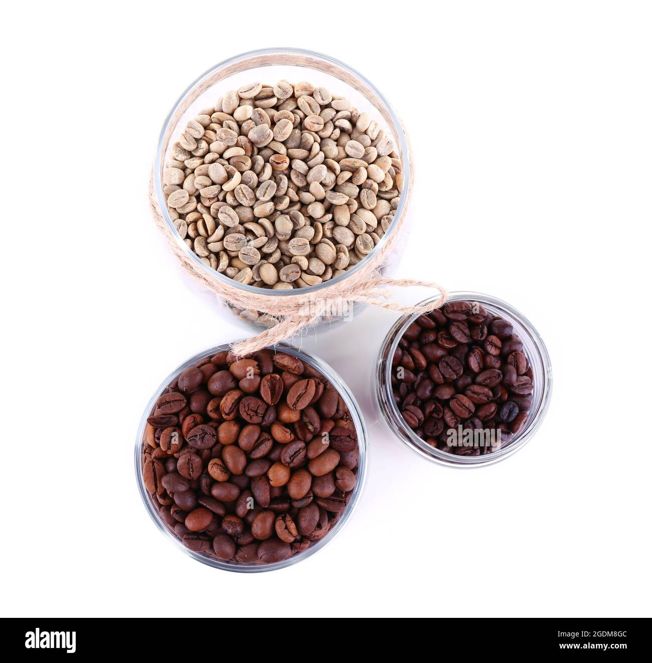 Coffee beans in glass jars isolated on white Stock Photo Alamy