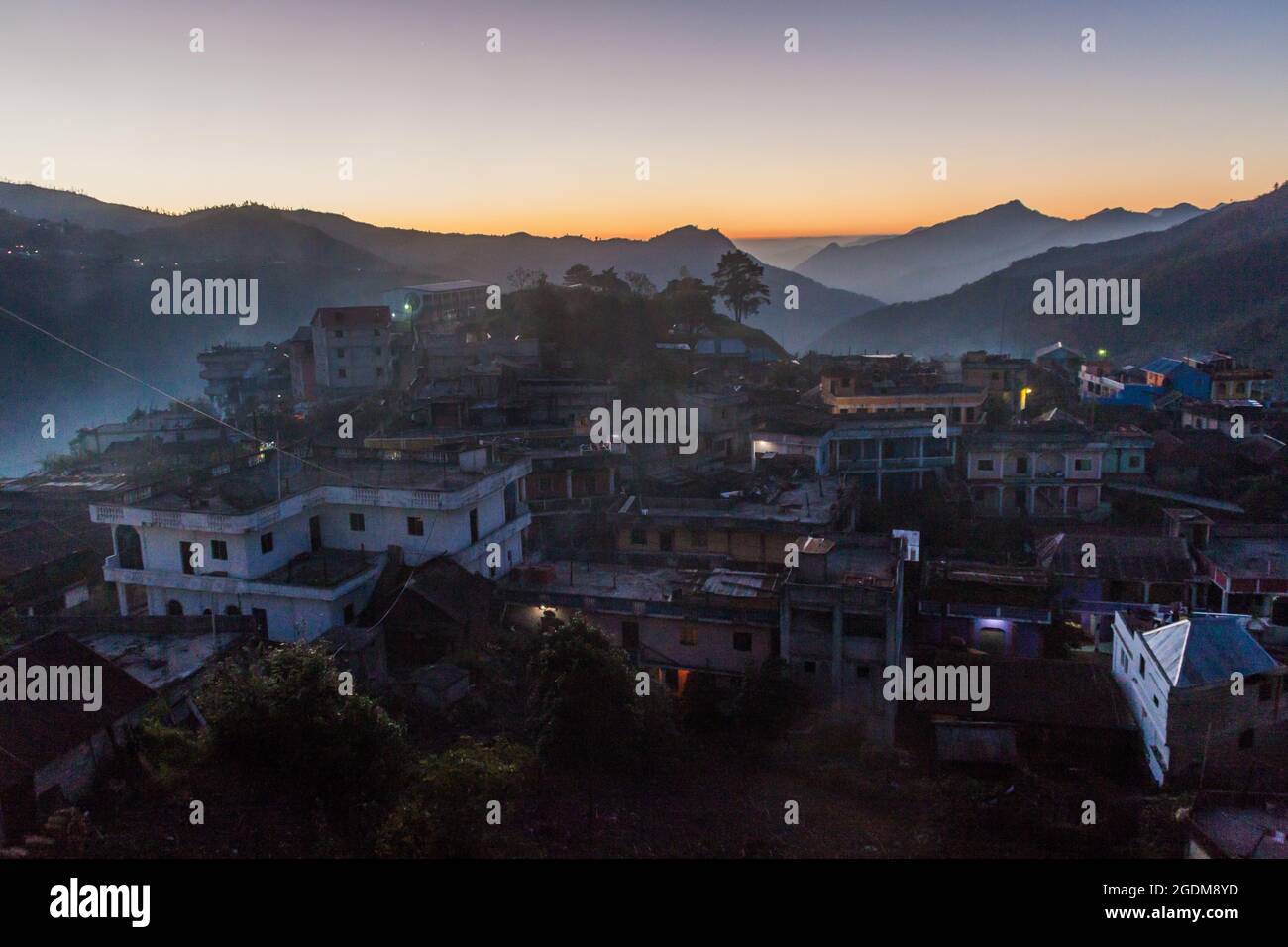 Aerial view of San Mateo Ixtatan town, Guatemala Stock Photo