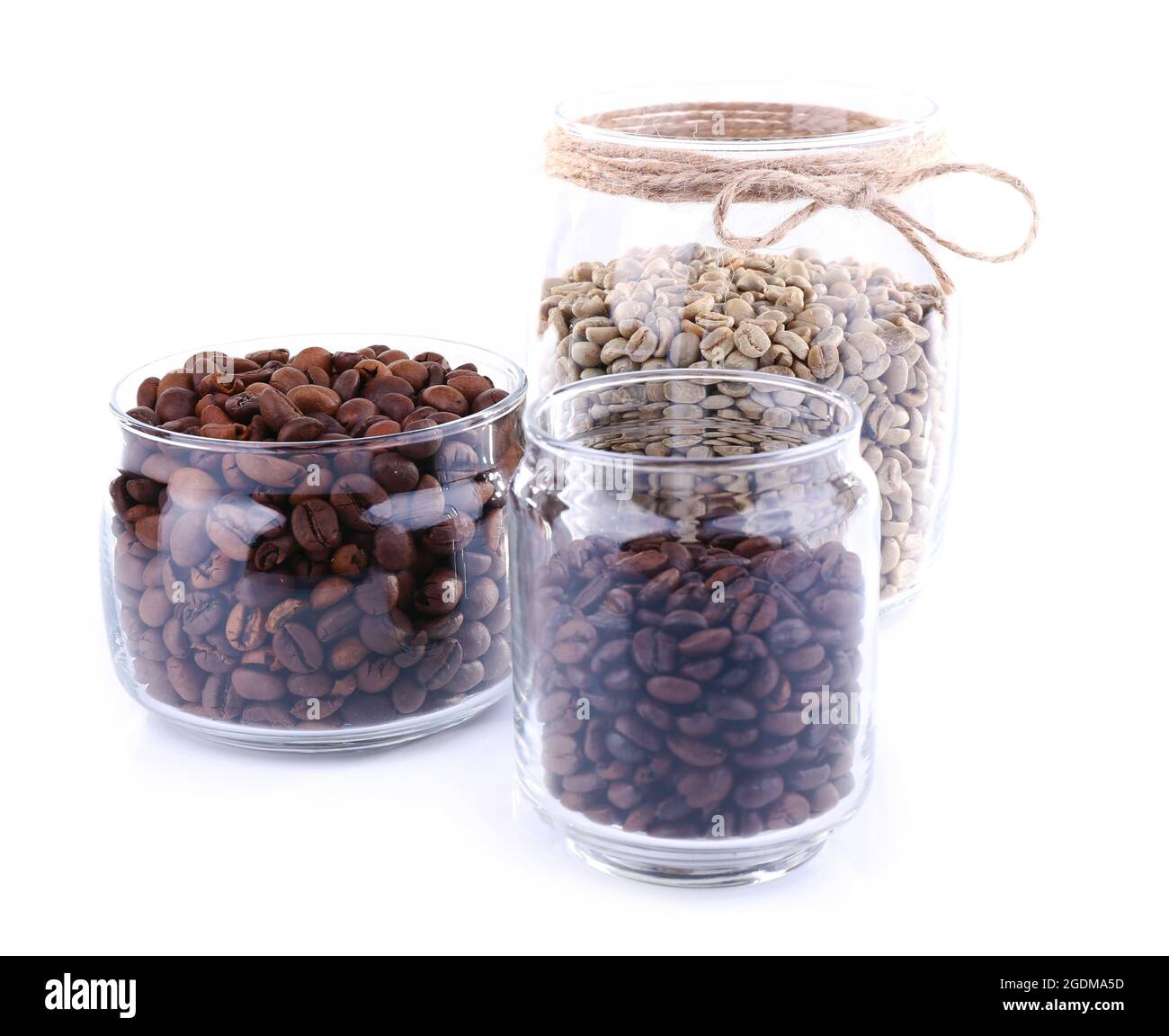 Coffee beans in glass jars isolated on white Stock Photo Alamy