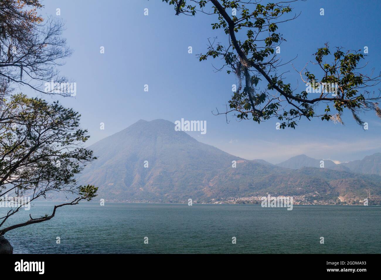Atitlan lake and San Pedro volcano, Guatemala Stock Photo