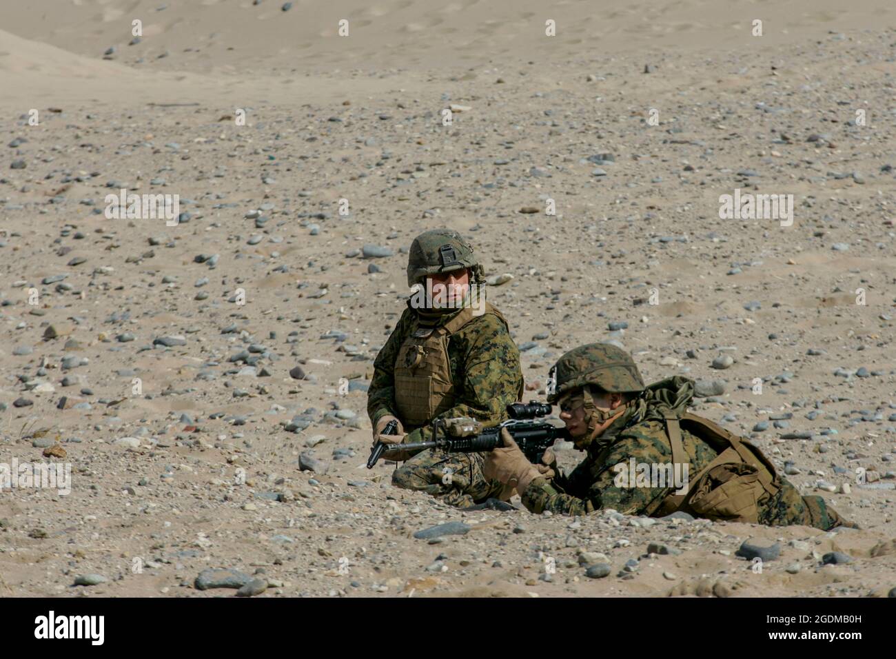 Aug 12, 2021-Paju, South Korea-In this photos is file photo. United States Marines take part in an annual KOR-USA combine military drill near Yeongil Bay in Pohang, South Korea. North Korea's top envoy in Russia has called for the U.S. troops' withdrawal from South Korea and called the allies' joint military exercise a 'war rehearsal,' a Russian news agency said Thursday. Stock Photo