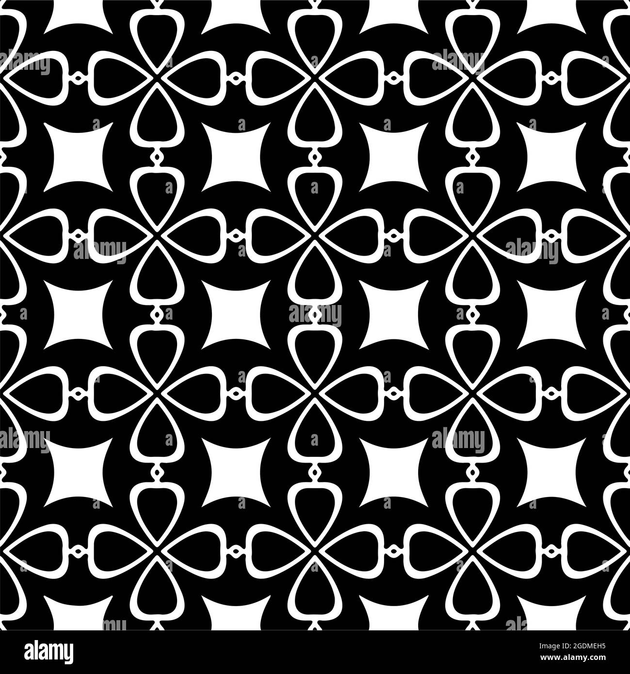 Seamless vector pattern in geometric ornamental style. Black and white ...
