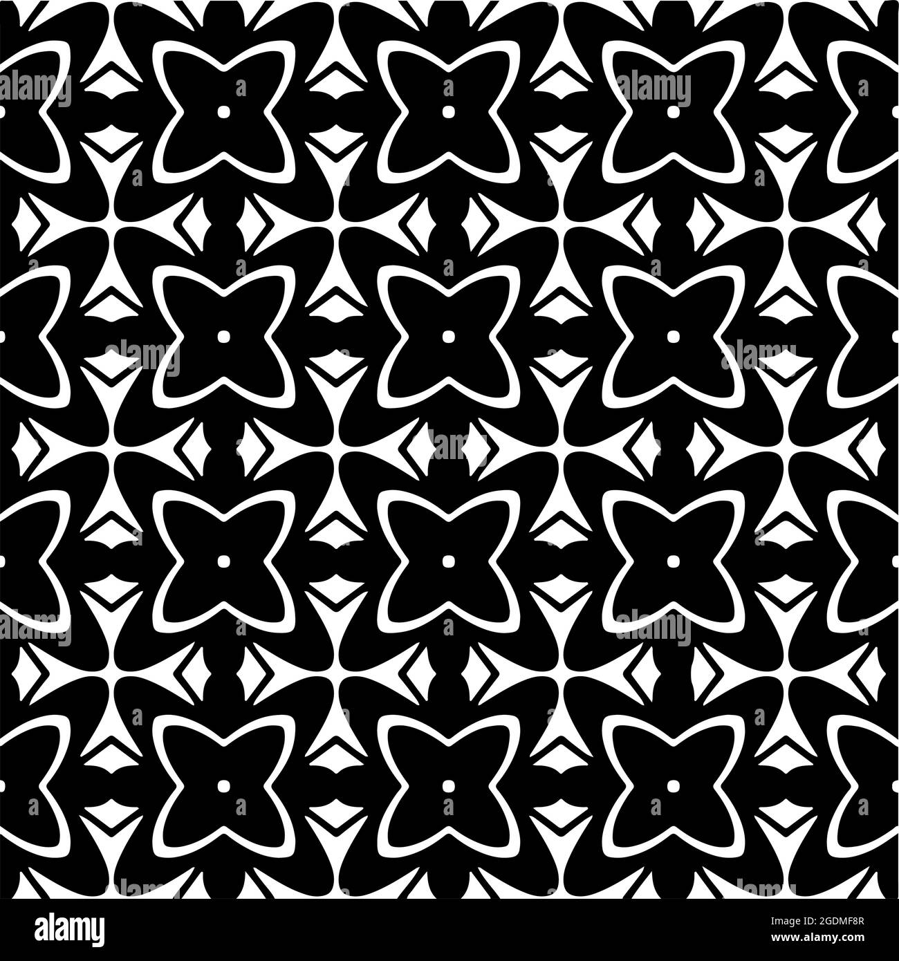 Seamless vector pattern in geometric ornamental style. Black and white ...