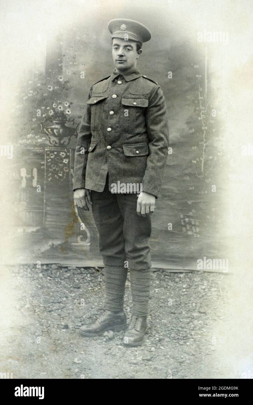 A portrait of a First World War British soldier, a Private in the Army