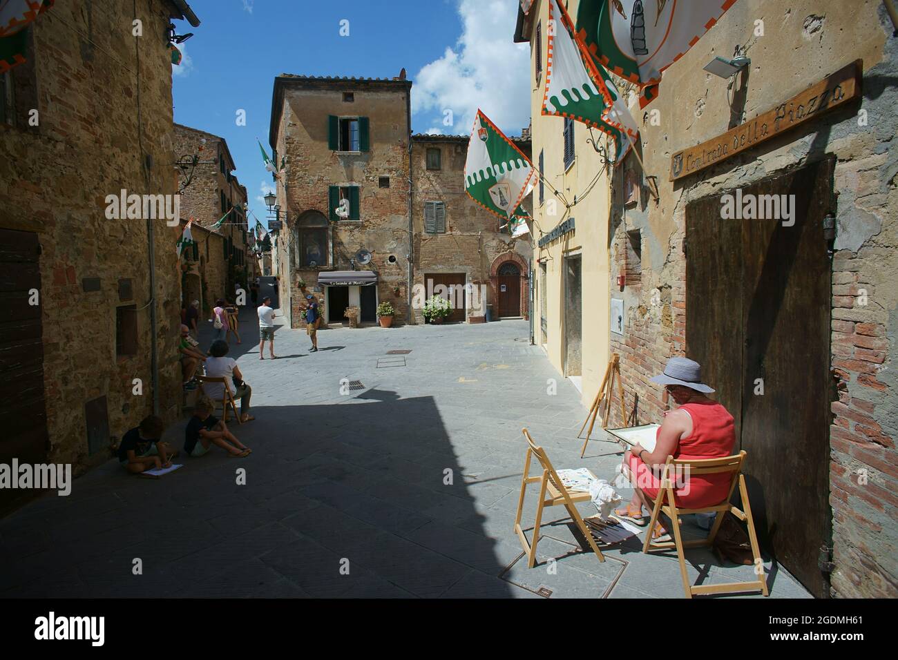 Competition of painting around the village of Montisi in Tuscany, Siena province, Italy Stock Photo