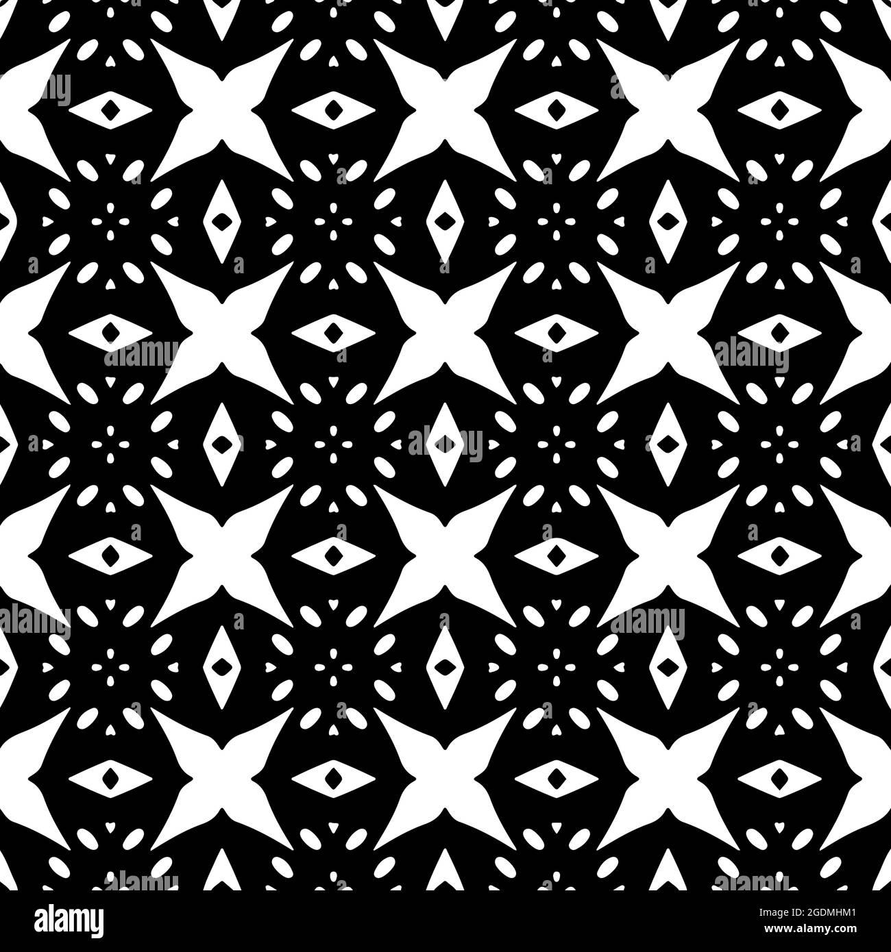 Seamless vector pattern in geometric ornamental style. Black and white ...