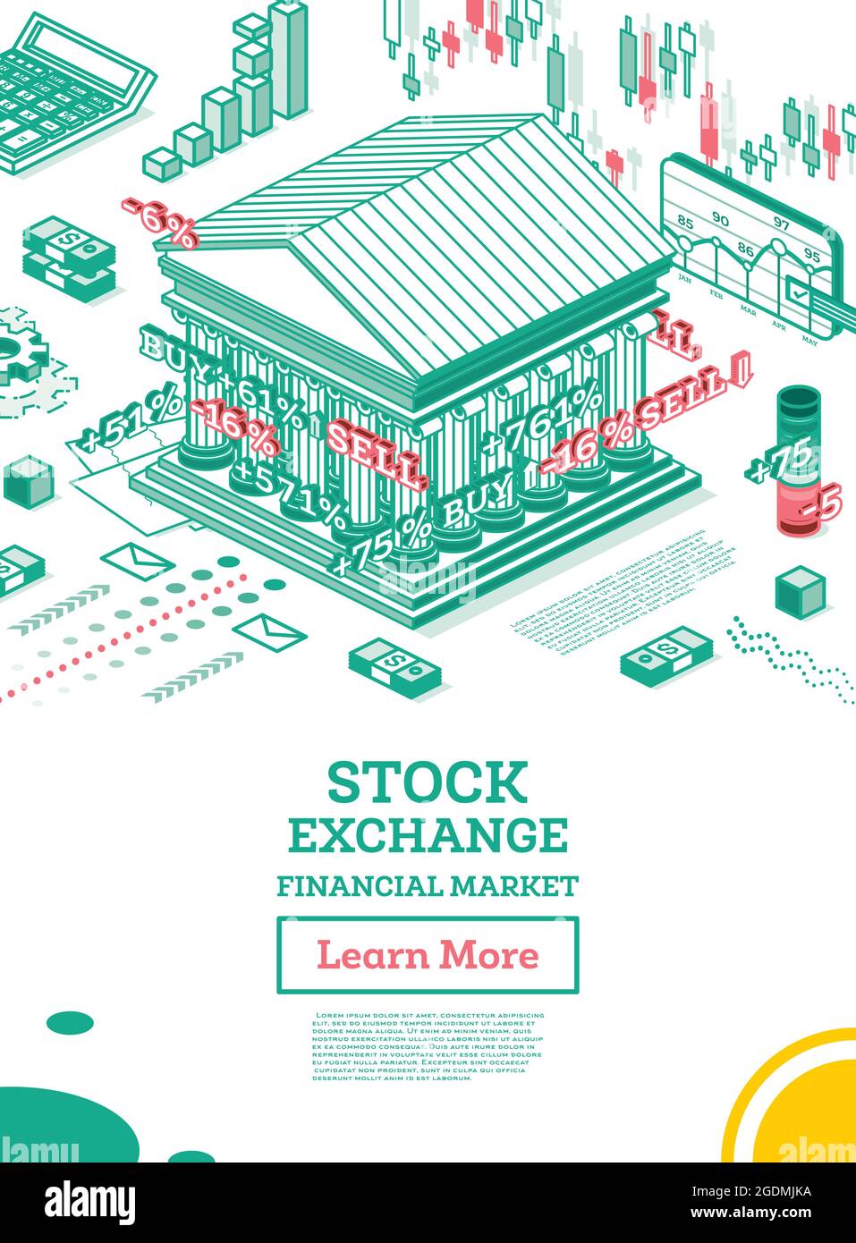 Isometric Stock Exchange Building. Outline Bank. Vector Illustration ...