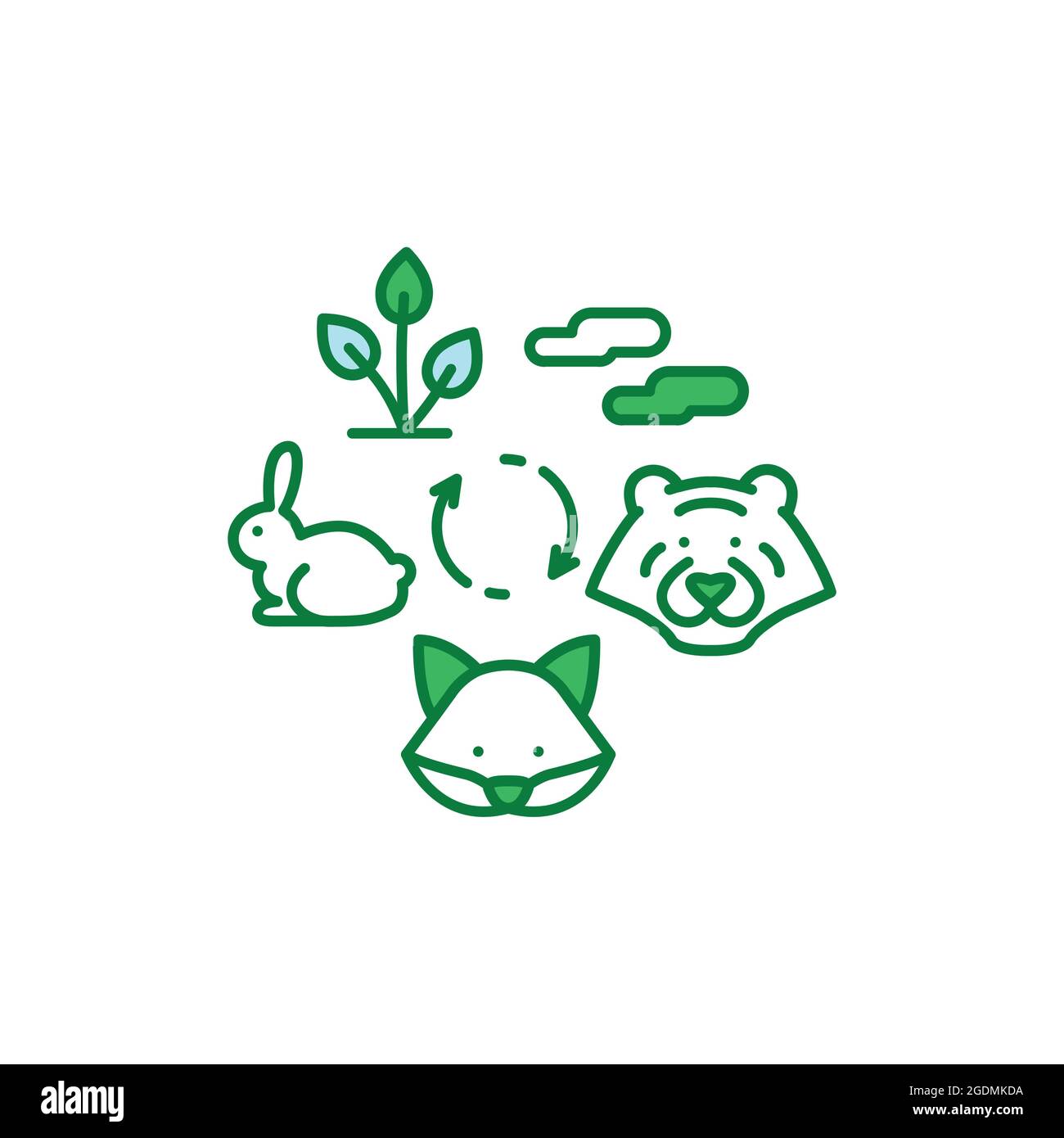 Food chain color line icon. Nature eating model. Sign for web page, app. UI UX GUI design element. Editable stroke. Stock Vector