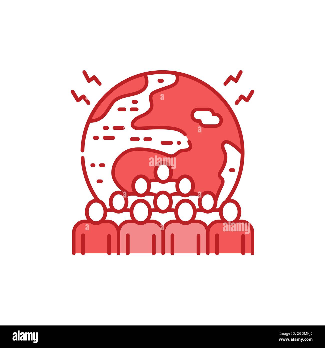 Overpopulation color line icon. Environmental problems. Sign for web ...