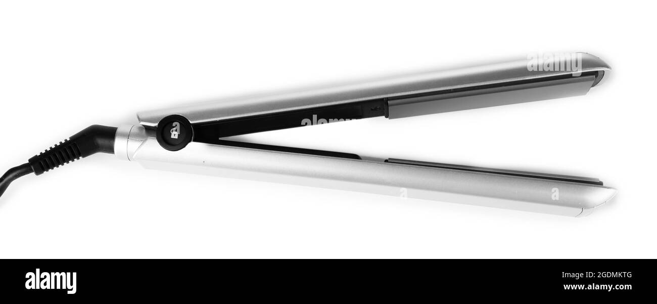 Hair iron isolated on white Stock Photo Alamy