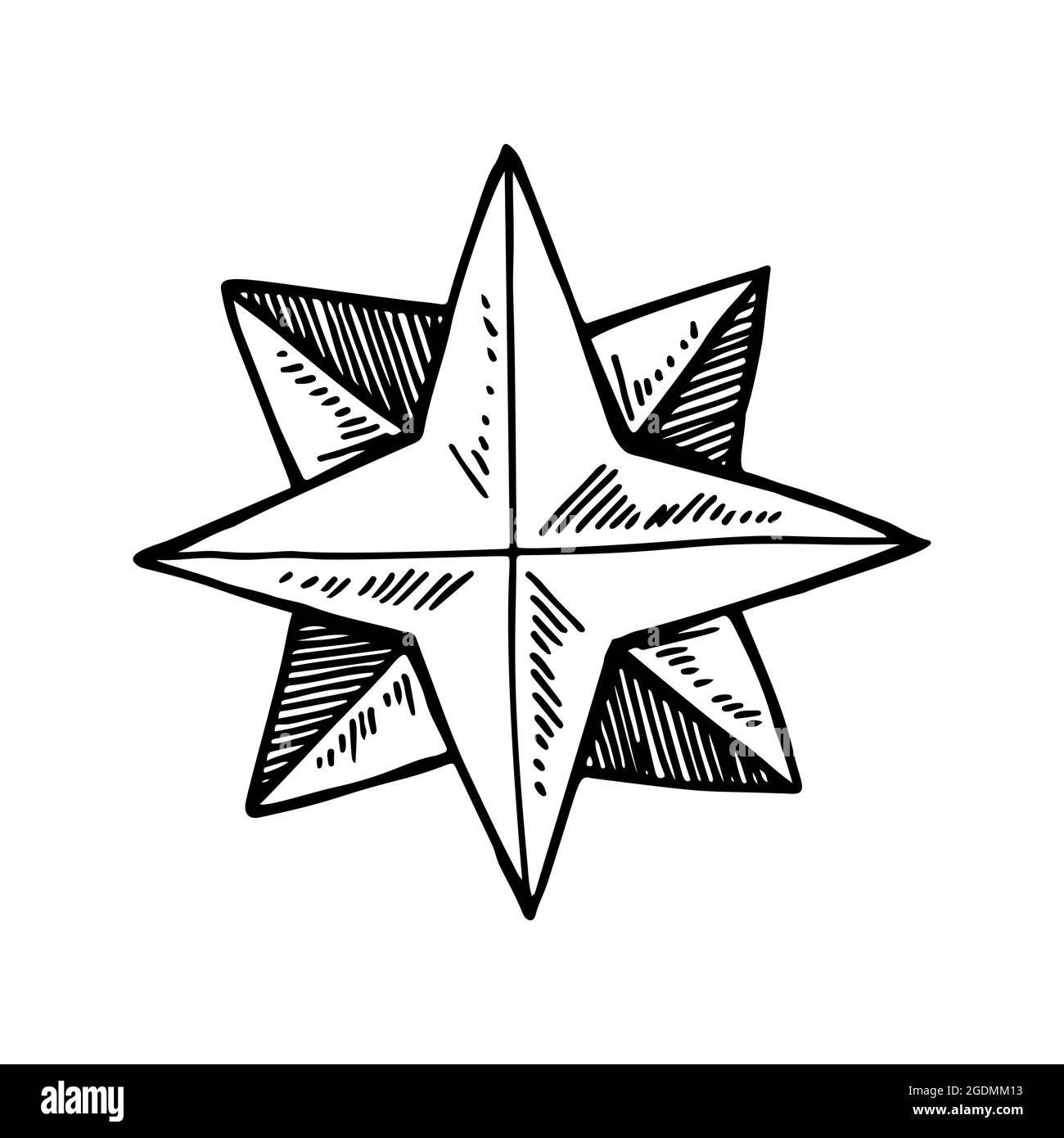 Hand drawn star. Vector illustration in sketch style Stock Vector