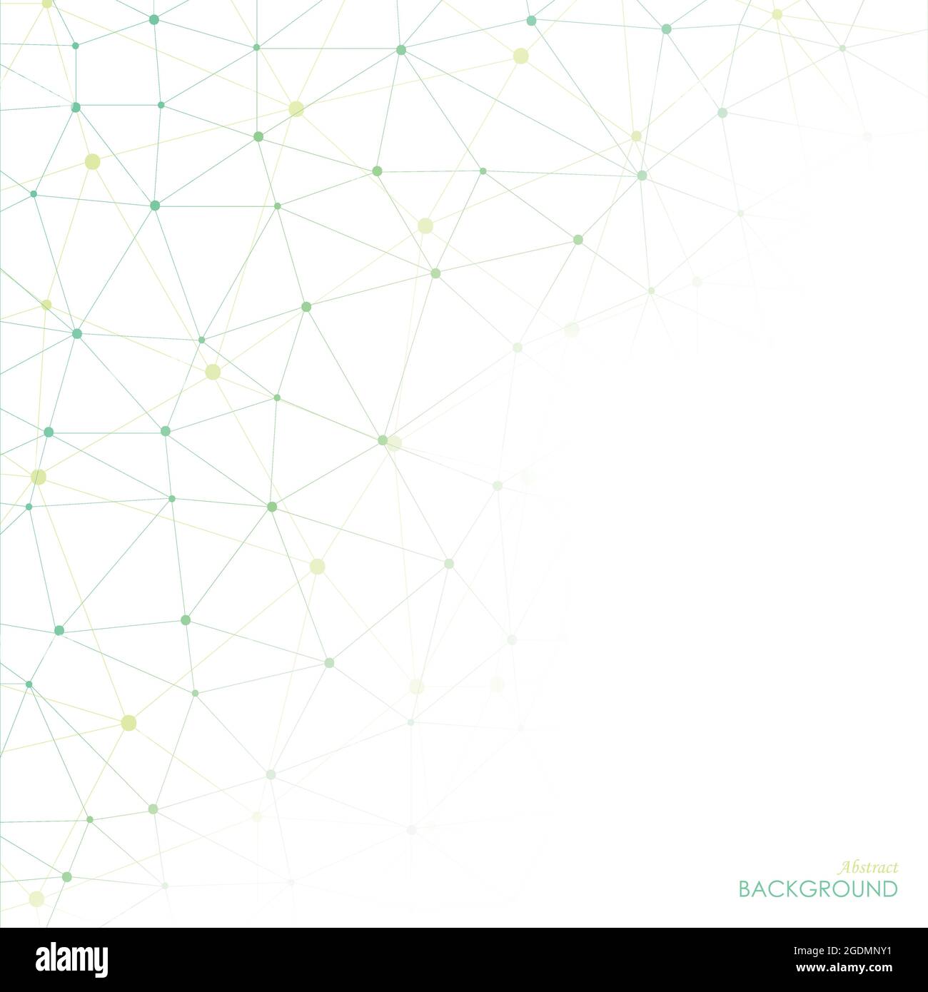 Abstract geometric lattice, the scope of green and yellow molecules. Vector background. Stock Vector