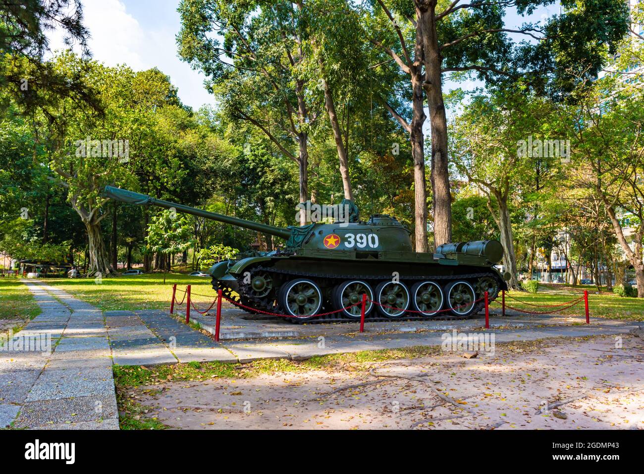 Ho Chi Minh City, Vietnam - CIRCA Jan 2020: The tank that crashed the gate in Independence Palace at 30th April 1975, ending Vietnam War. Stock Photo