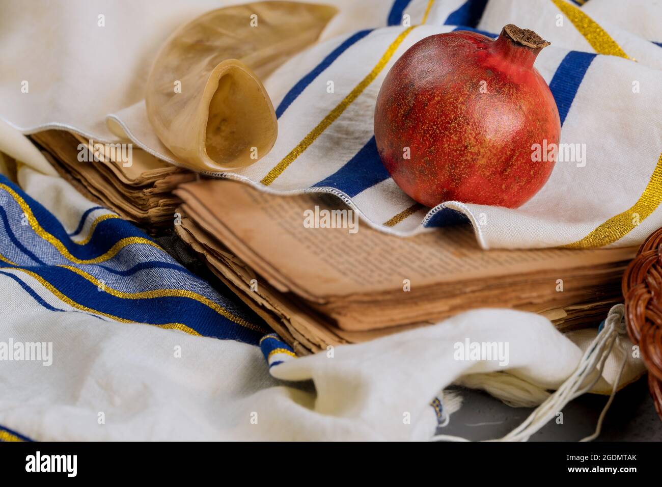 Table in the synagogue are symbols of Rosh Hashanah apple and