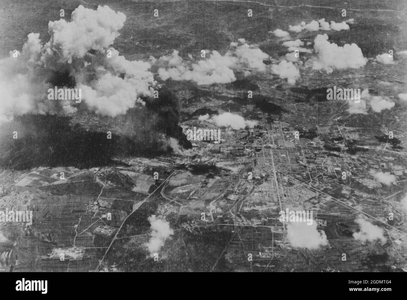 Bombing of Showa Steel Works in Anshan, Manchuria, by Boeing B-29s, 1944 Stock Photo