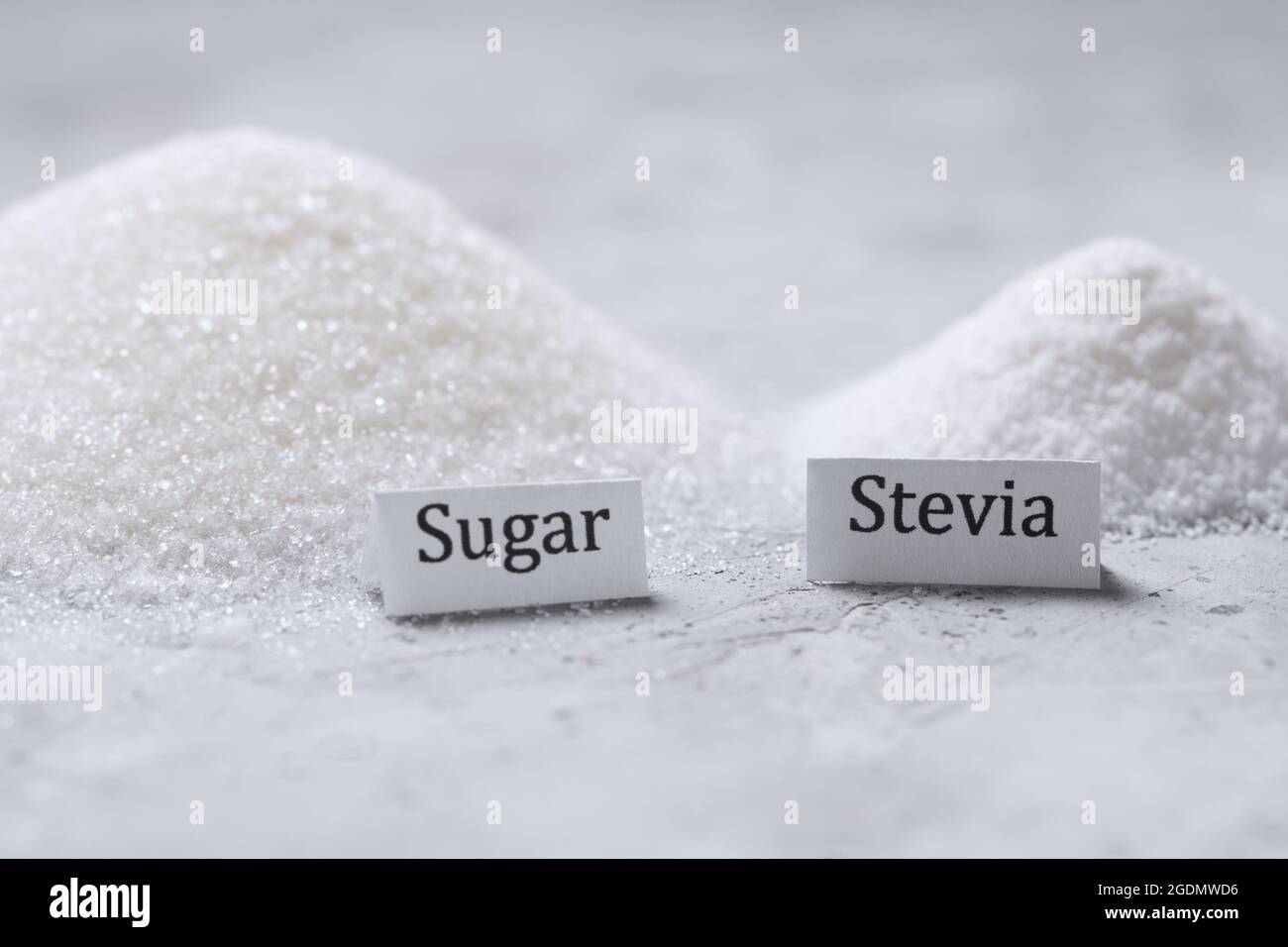 Choosing between sugar and sweetener stevia in heaps with signature