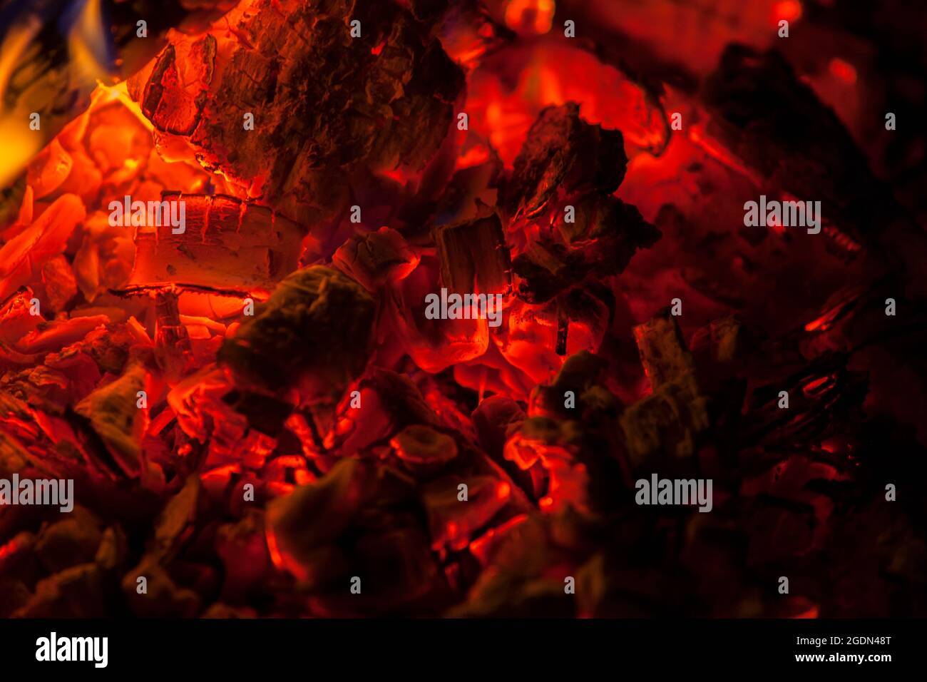 Embers after a bonfire Stock Photo