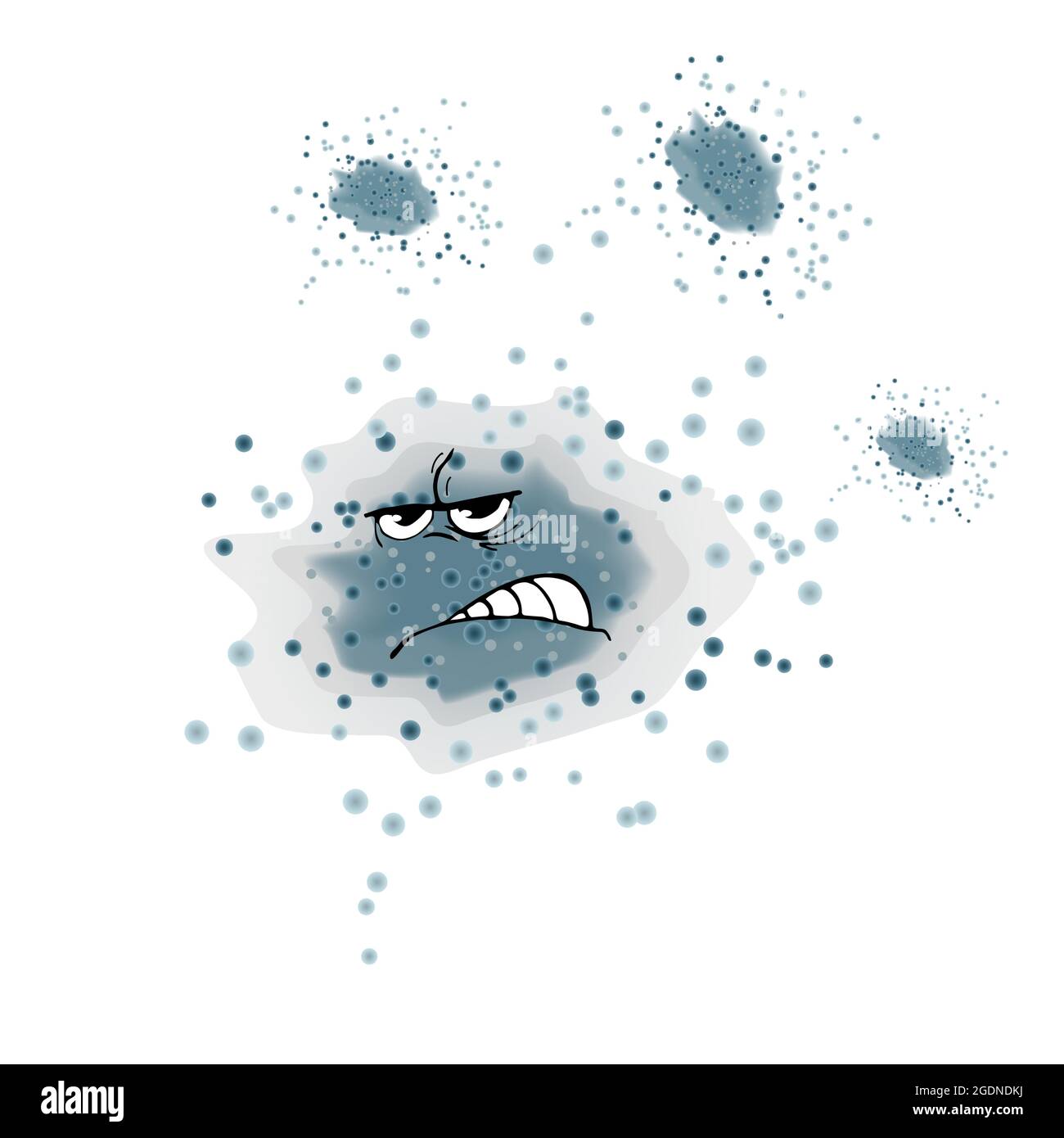 Angry mold isolated on white background.Cartoon bacteria, germs, mould or viruses faces.Pathogen